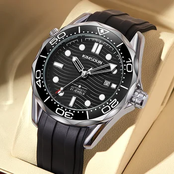  Черни ръчен флуоресцентни водоустойчив напълно автоматични механични мъжки часовник с кръгла циферблат